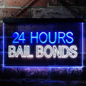 ADVPRO 24 Hours Bail Bonds Illuminated Dual Color LED Neon Sign st6-i0461 - White & Blue