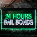 ADVPRO 24 Hours Bail Bonds Illuminated Dual Color LED Neon Sign st6-i0461 - White & Green
