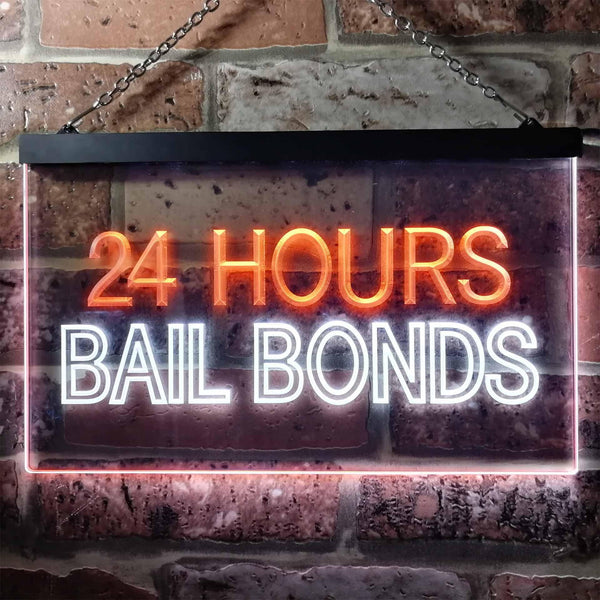 ADVPRO 24 Hours Bail Bonds Illuminated Dual Color LED Neon Sign st6-i0461 - White & Orange