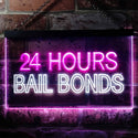 ADVPRO 24 Hours Bail Bonds Illuminated Dual Color LED Neon Sign st6-i0461 - White & Purple
