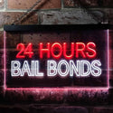 ADVPRO 24 Hours Bail Bonds Illuminated Dual Color LED Neon Sign st6-i0461 - White & Red
