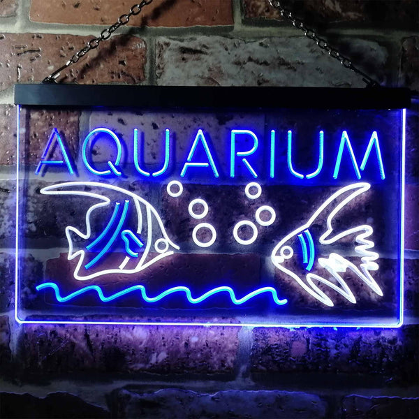 ADVPRO Aquarium Fish Dual Color LED Neon Sign st6-i0465 - White & Blue