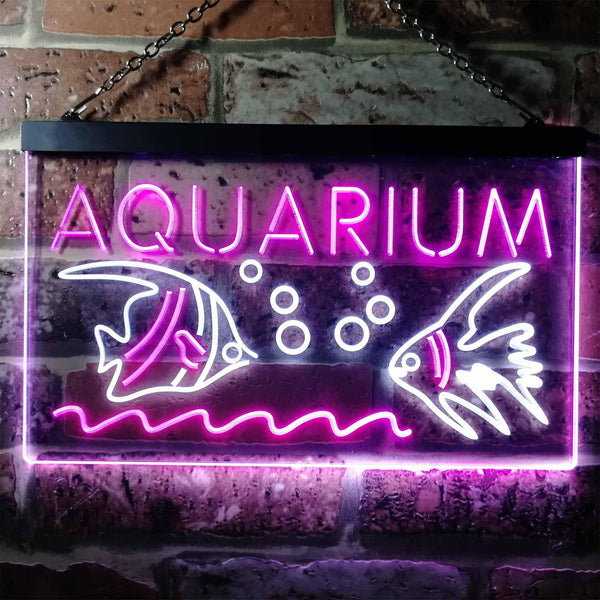 ADVPRO Aquarium Fish Dual Color LED Neon Sign st6-i0465 - White & Purple