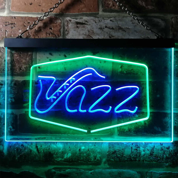 ADVPRO Jazz Lover Music Room Plaque Dual Color LED Neon Sign st6-i0468 - Green & Blue