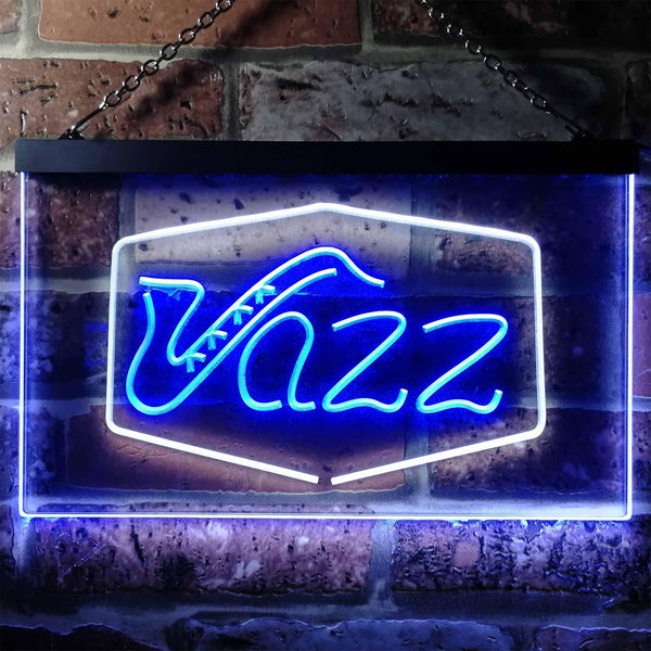 ADVPRO Jazz Lover Music Room Plaque Dual Color LED Neon Sign st6-i0468 - White & Blue