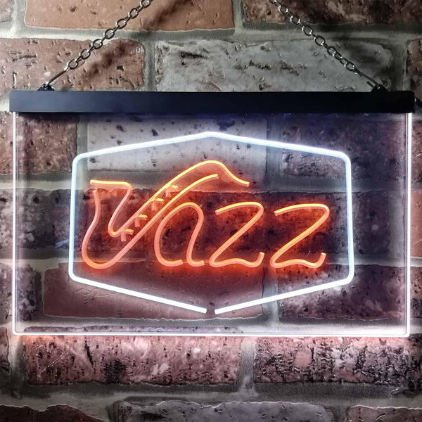 ADVPRO Jazz Lover Music Room Plaque Dual Color LED Neon Sign st6-i0468 - White & Orange