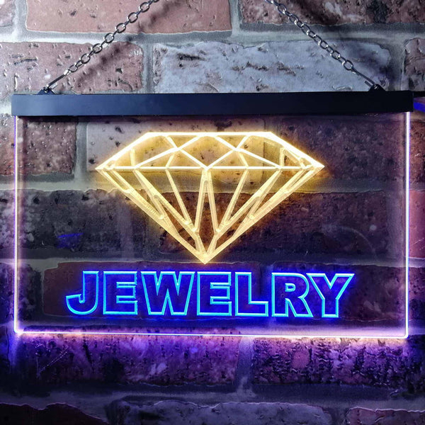 ADVPRO Jewelry Shop Diamond Illuminated Dual Color LED Neon Sign st6-i0476 - Blue & Yellow