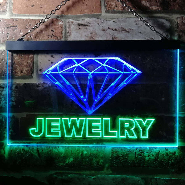 ADVPRO Jewelry Shop Diamond Illuminated Dual Color LED Neon Sign st6-i0476 - Green & Blue