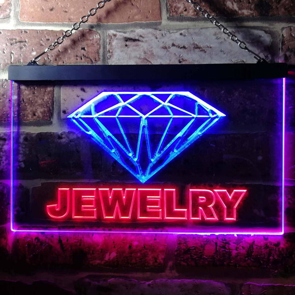 ADVPRO Jewelry Shop Diamond Illuminated Dual Color LED Neon Sign st6-i0476 - Red & Blue