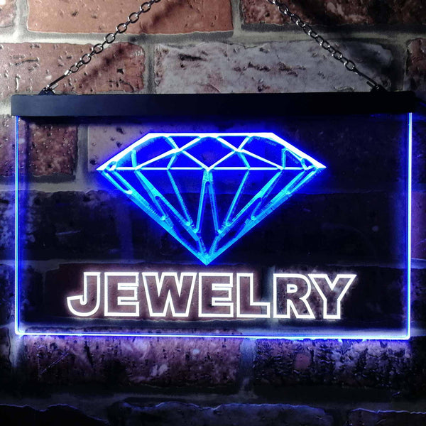 ADVPRO Jewelry Shop Diamond Illuminated Dual Color LED Neon Sign st6-i0476 - White & Blue