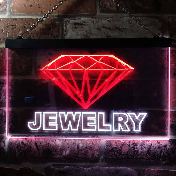 ADVPRO Jewelry Shop Diamond Illuminated Dual Color LED Neon Sign st6-i0476 - White & Red
