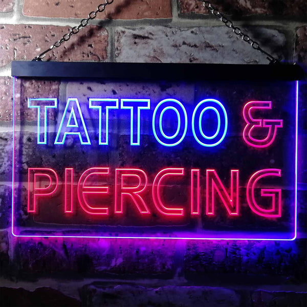 ADVPRO Tattoo Piercing Shop Illuminated Dual Color LED Neon Sign st6-i0482 - Blue & Red
