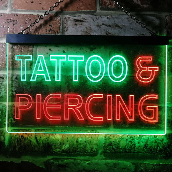ADVPRO Tattoo Piercing Shop Illuminated Dual Color LED Neon Sign st6-i0482 - Green & Red