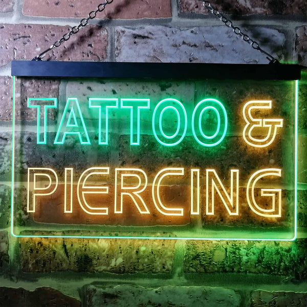 ADVPRO Tattoo Piercing Shop Illuminated Dual Color LED Neon Sign st6-i0482 - Green & Yellow