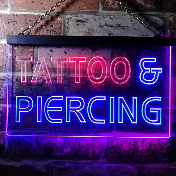 ADVPRO Tattoo Piercing Shop Illuminated Dual Color LED Neon Sign st6-i0482 - Red & Blue