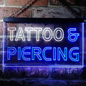 ADVPRO Tattoo Piercing Shop Illuminated Dual Color LED Neon Sign st6-i0482 - White & Blue