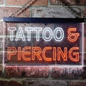 ADVPRO Tattoo Piercing Shop Illuminated Dual Color LED Neon Sign st6-i0482 - White & Orange