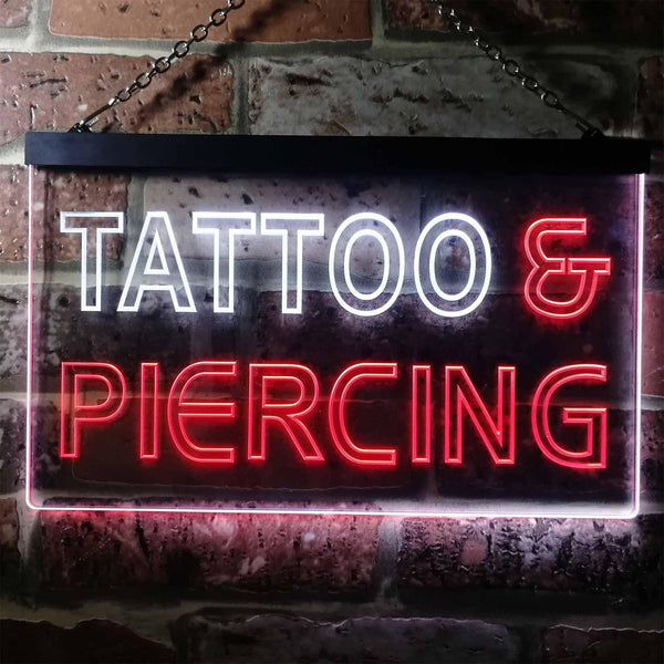 ADVPRO Tattoo Piercing Shop Illuminated Dual Color LED Neon Sign st6-i0482 - White & Red