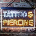 ADVPRO Tattoo Piercing Shop Illuminated Dual Color LED Neon Sign st6-i0482 - White & Yellow