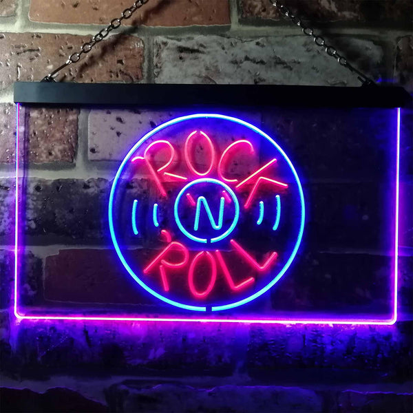 ADVPRO Rock and Roll Music Bar Illuminated Dual Color LED Neon Sign st6-i0489 - Blue & Red