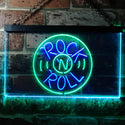 ADVPRO Rock and Roll Music Bar Illuminated Dual Color LED Neon Sign st6-i0489 - Green & Blue