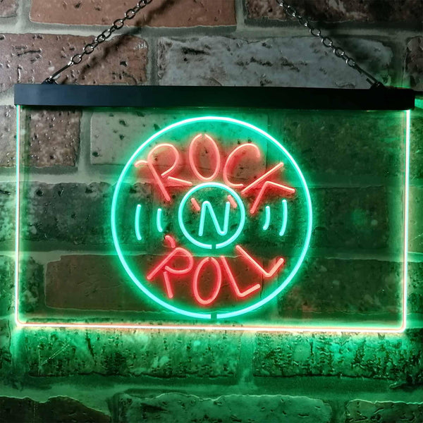 ADVPRO Rock and Roll Music Bar Illuminated Dual Color LED Neon Sign st6-i0489 - Green & Red
