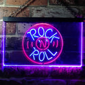 ADVPRO Rock and Roll Music Bar Illuminated Dual Color LED Neon Sign st6-i0489 - Red & Blue