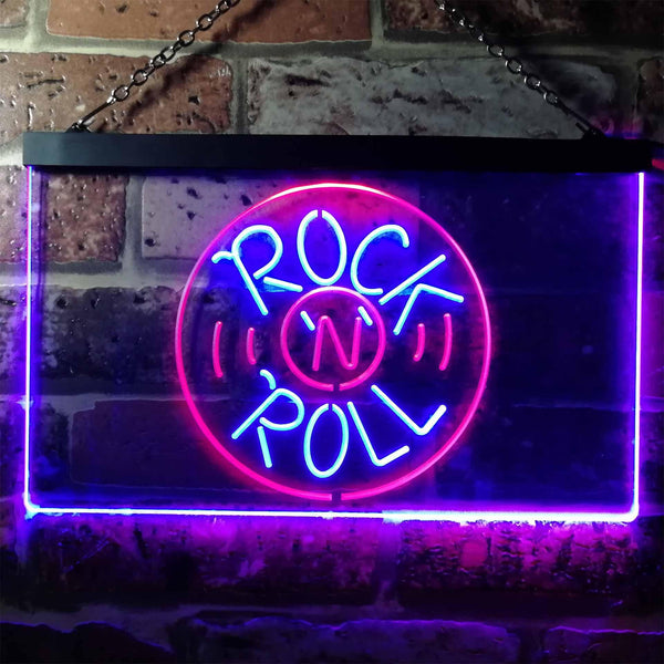 ADVPRO Rock and Roll Music Bar Illuminated Dual Color LED Neon Sign st6-i0489 - Red & Blue