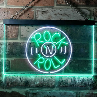 ADVPRO Rock and Roll Music Bar Illuminated Dual Color LED Neon Sign st6-i0489 - White & Green