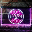 ADVPRO Rock and Roll Music Bar Illuminated Dual Color LED Neon Sign st6-i0489 - White & Purple