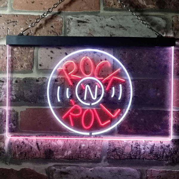ADVPRO Rock and Roll Music Bar Illuminated Dual Color LED Neon Sign st6-i0489 - White & Red