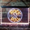 ADVPRO Rock and Roll Music Bar Illuminated Dual Color LED Neon Sign st6-i0489 - White & Yellow