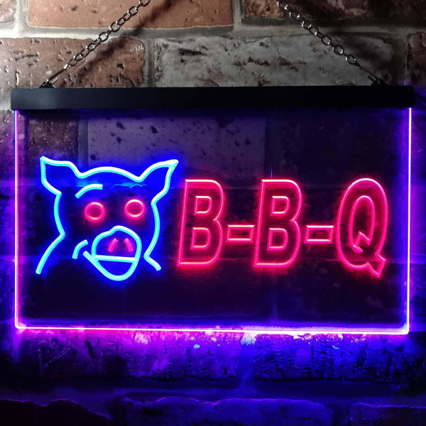 ADVPRO BBQ Pig Restaurant Dual Color LED Neon Sign st6-i0499 - Blue & Red