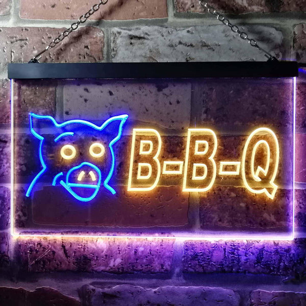 ADVPRO BBQ Pig Restaurant Dual Color LED Neon Sign st6-i0499 - Blue & Yellow