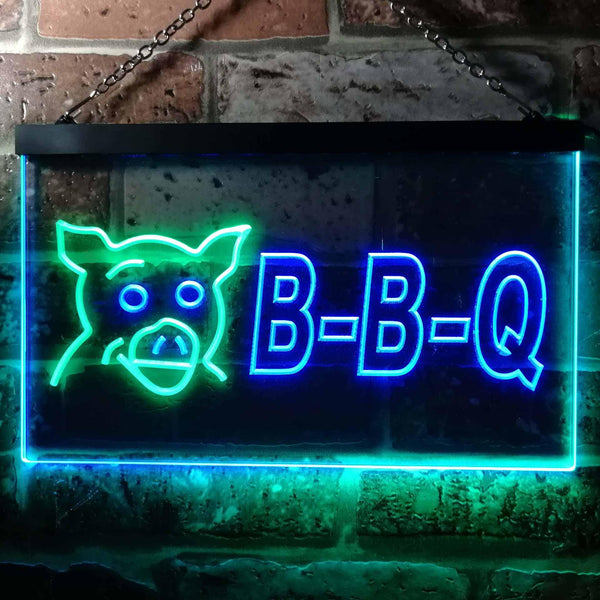 ADVPRO BBQ Pig Restaurant Dual Color LED Neon Sign st6-i0499 - Green & Blue