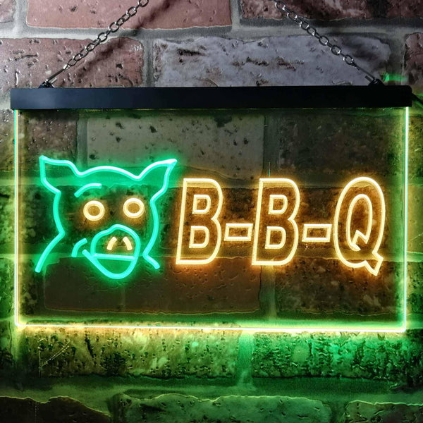 ADVPRO BBQ Pig Restaurant Dual Color LED Neon Sign st6-i0499 - Green & Yellow