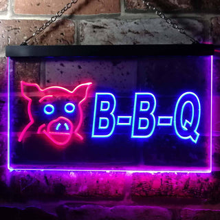 ADVPRO BBQ Pig Restaurant Dual Color LED Neon Sign st6-i0499 - Red & Blue