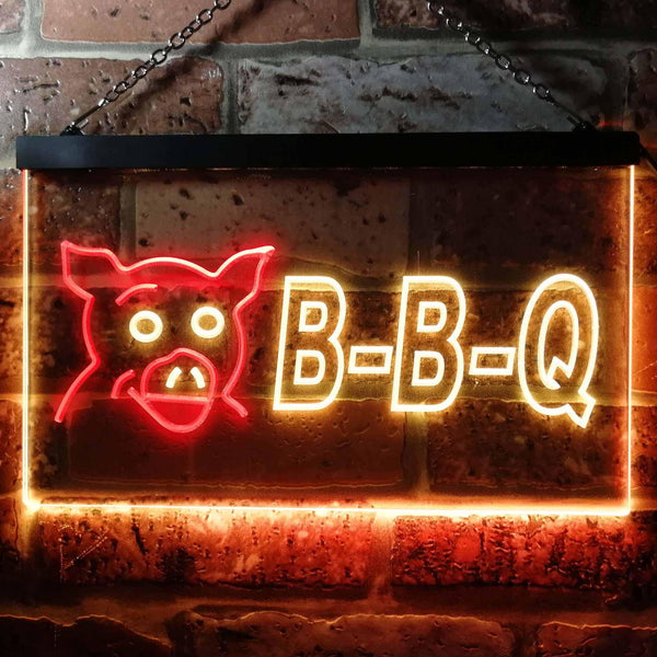 ADVPRO BBQ Pig Restaurant Dual Color LED Neon Sign st6-i0499 - Red & Yellow