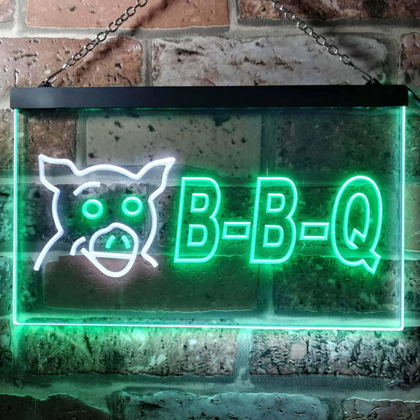 ADVPRO BBQ Pig Restaurant Dual Color LED Neon Sign st6-i0499 - White & Green
