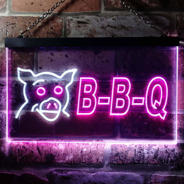 ADVPRO BBQ Pig Restaurant Dual Color LED Neon Sign st6-i0499 - White & Purple
