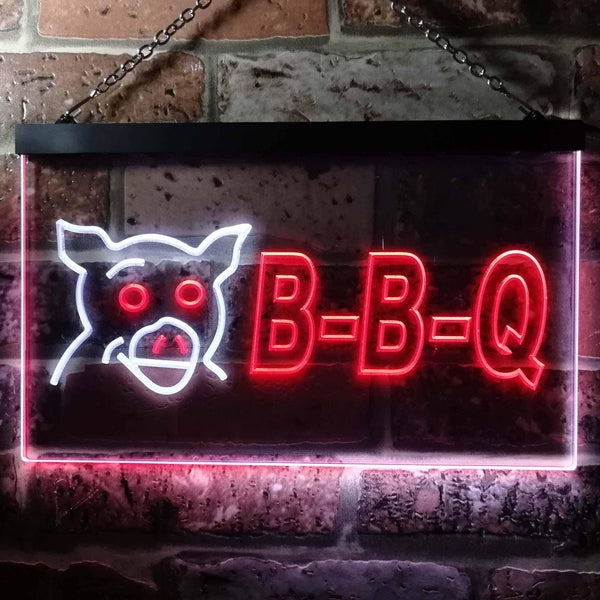 ADVPRO BBQ Pig Restaurant Dual Color LED Neon Sign st6-i0499 - White & Red