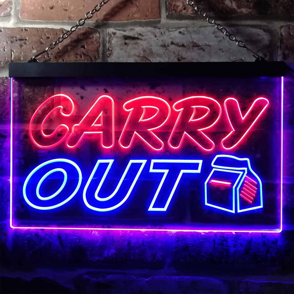 ADVPRO Carry Out Cafe Illuminated Dual Color LED Neon Sign st6-i0503 - Blue & Red