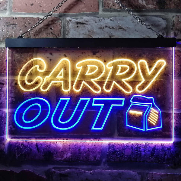 ADVPRO Carry Out Cafe Illuminated Dual Color LED Neon Sign st6-i0503 - Blue & Yellow