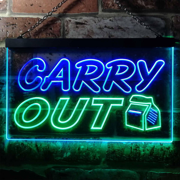 ADVPRO Carry Out Cafe Illuminated Dual Color LED Neon Sign st6-i0503 - Green & Blue