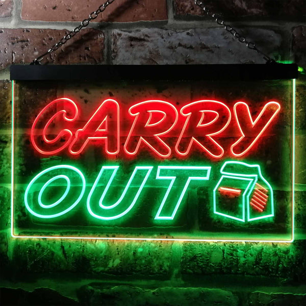 ADVPRO Carry Out Cafe Illuminated Dual Color LED Neon Sign st6-i0503 - Green & Red