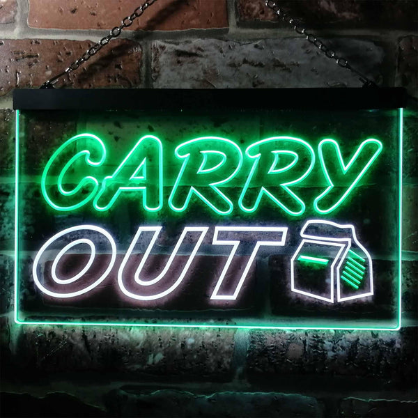 ADVPRO Carry Out Cafe Illuminated Dual Color LED Neon Sign st6-i0503 - White & Green
