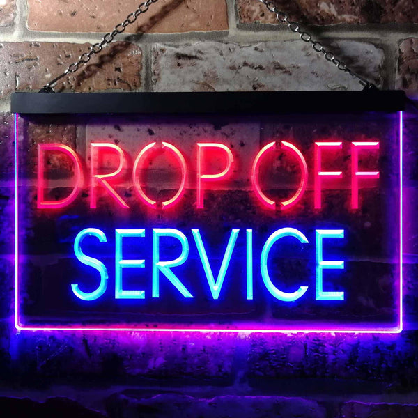 ADVPRO Drop Off Service Illuminated Dual Color LED Neon Sign st6-i0508 - Blue & Red