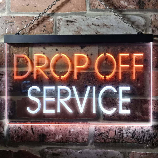 ADVPRO Drop Off Service Illuminated Dual Color LED Neon Sign st6-i0508 - White & Orange