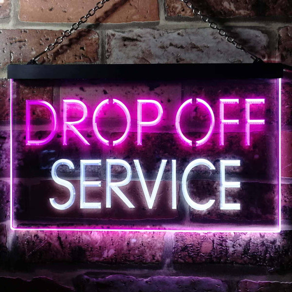 ADVPRO Drop Off Service Illuminated Dual Color LED Neon Sign st6-i0508 - White & Purple