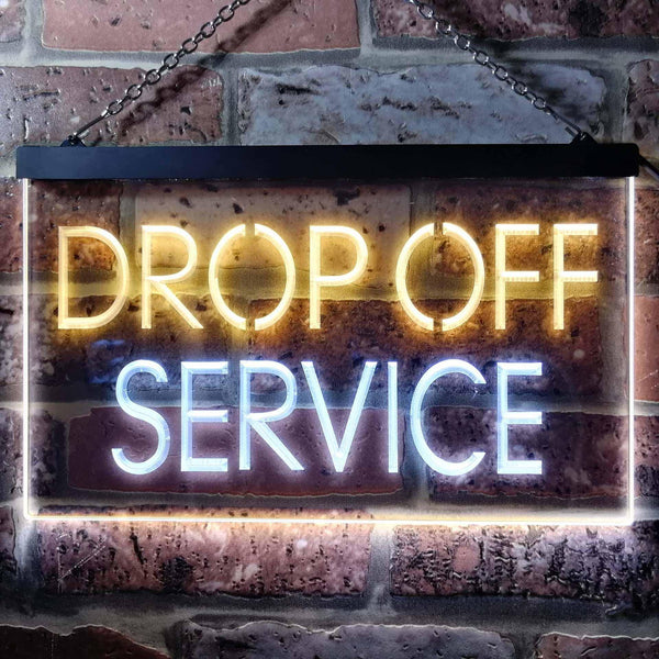 ADVPRO Drop Off Service Illuminated Dual Color LED Neon Sign st6-i0508 - White & Yellow